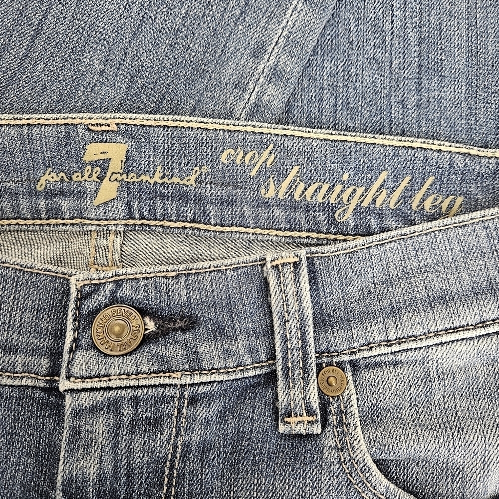 7 For All Mankind Crop Straight Jeans Medium Wash Denim 27 - Picture 5 of 8